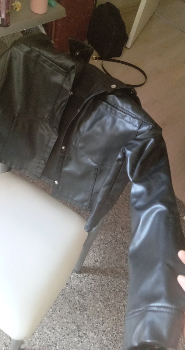 şardonlu  siyah deri gomlek - Görsel 4