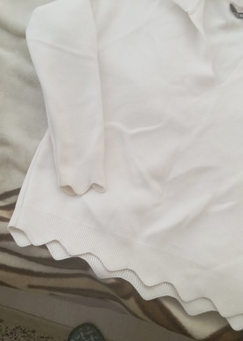 Beyaz V Yaka Kadın Triko Kazak - Görsel 4