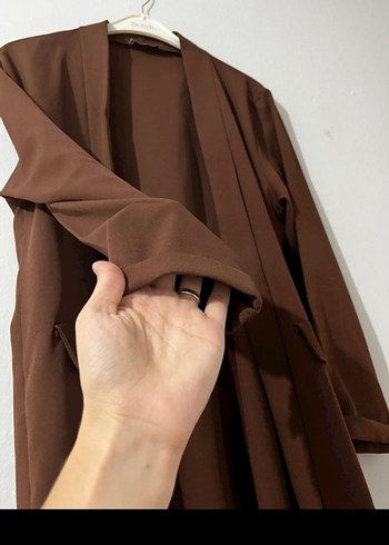 Kahverengi Uzun Kadın Ceket - Görsel 6