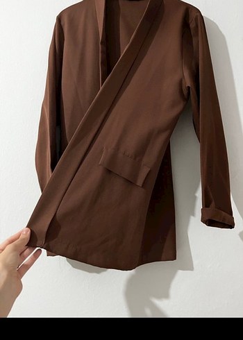 Kahverengi Uzun Kadın Ceket - Görsel 2