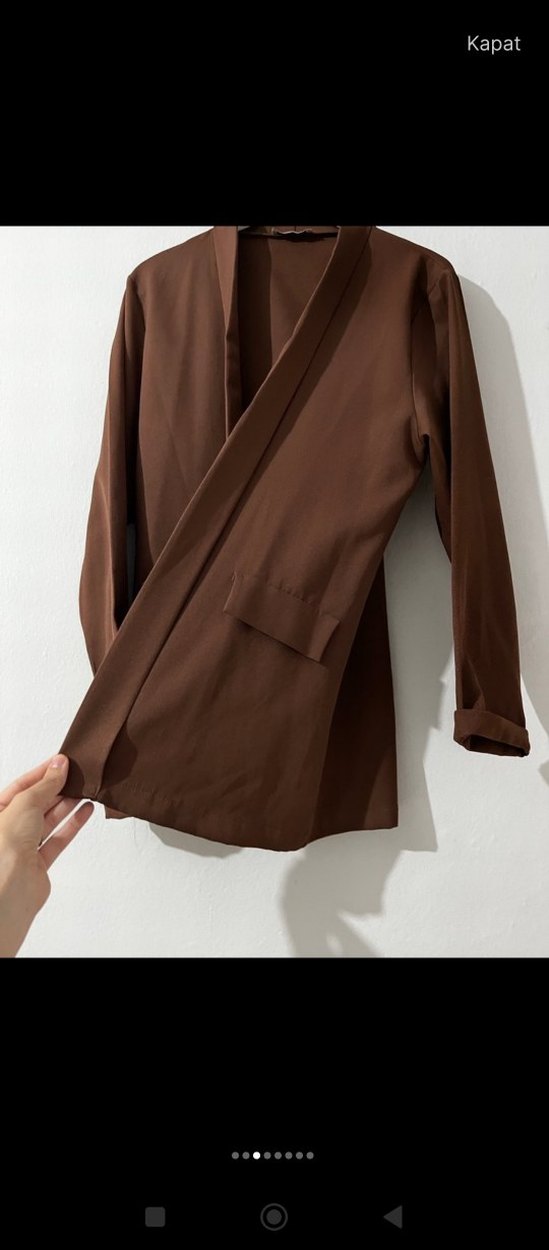Kahverengi Uzun Kadın Ceket - Görsel 2