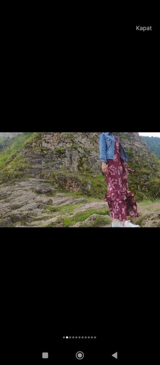 Bordo Uzun tesettür çiçekli Elbise - Görsel 2