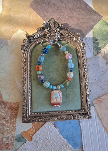 Turkuaz Bohem Nakışlı Boncuklu charm - Görsel 2