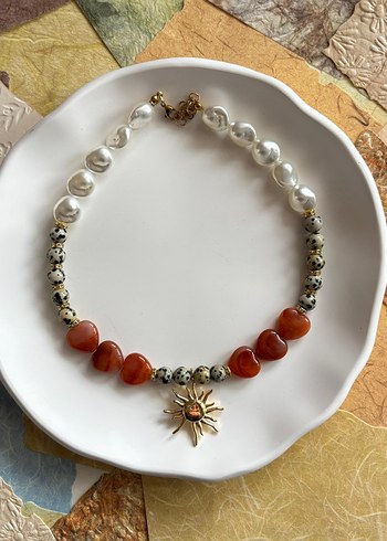 Bohem Güneş Figürlü Boncuklu Kolye - Görsel 2