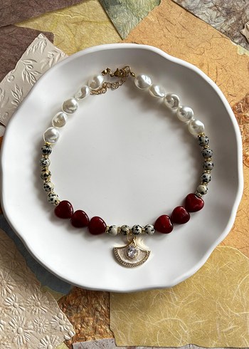 Kırmızı Boncuklu Bohem Mini Kolye - Görsel 2