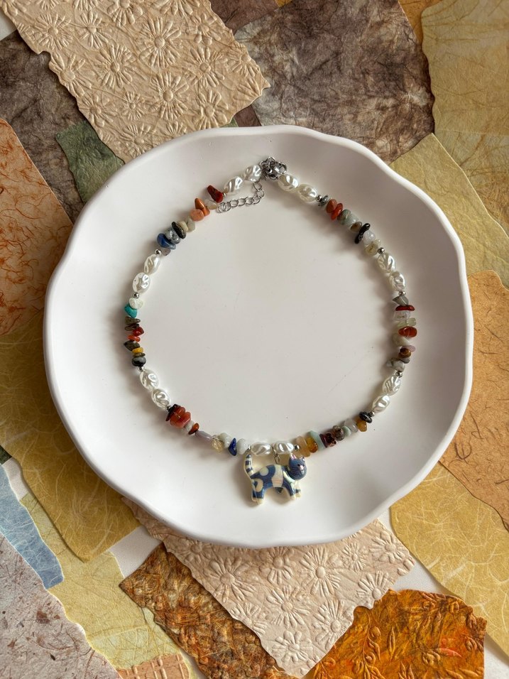 Bohem Çok Renkli Boncuklu Midi Kolye - Görsel 2