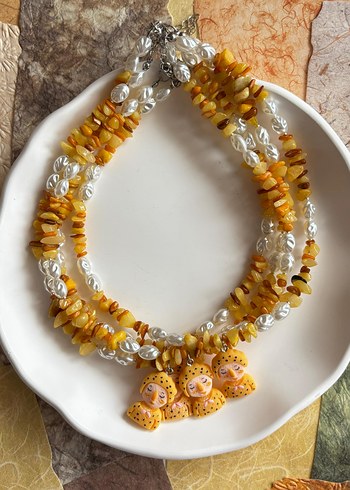 Sarı Boncuklu Bohem Midi Kolye - Görsel 2