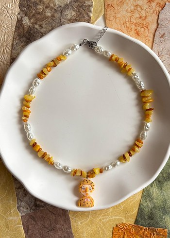 Sarı Boncuklu Bohem Midi Kolye - Görsel 4