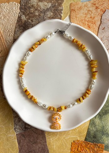 Sarı Boncuklu Bohem Midi Kolye - Görsel 3