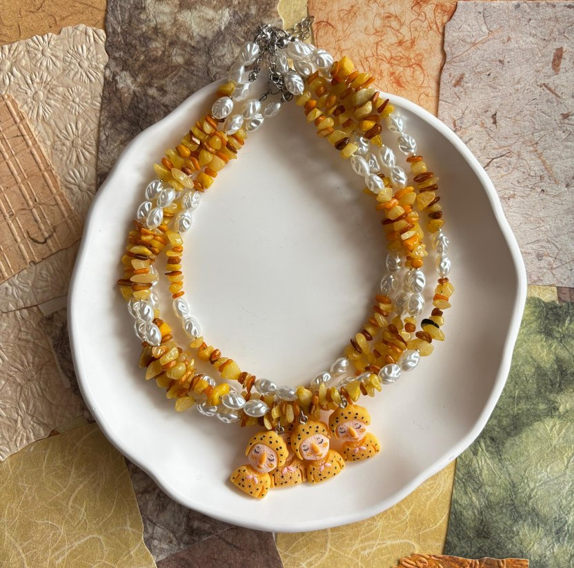 Sarı Boncuklu Bohem Midi Kolye - Görsel 2