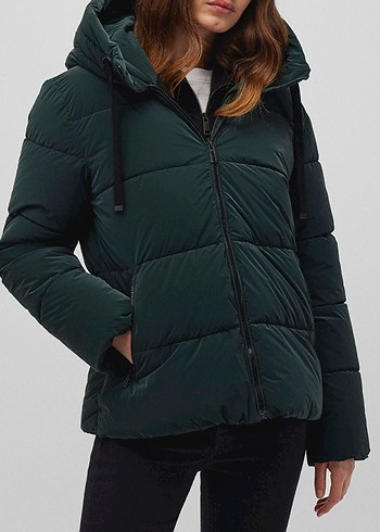 Fermuarlı Yeşil Kadın Kışlık Mont - Görsel 4