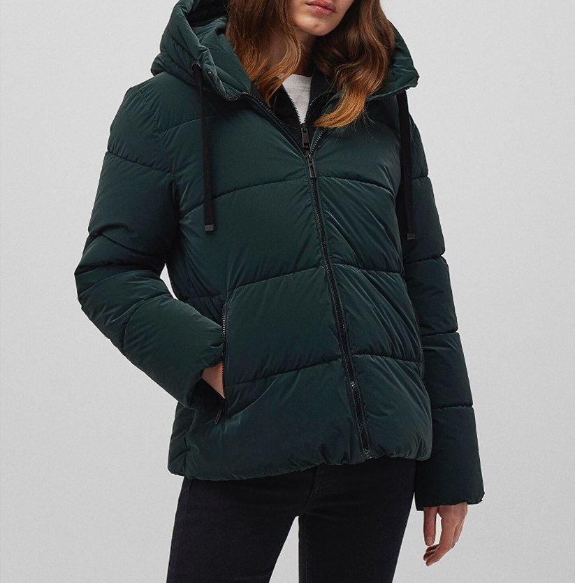 Fermuarlı Yeşil Kadın Kışlık Mont - Görsel 4