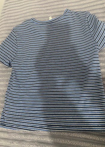 Lacivert Çizgili Kadın Tişört - Görsel 3