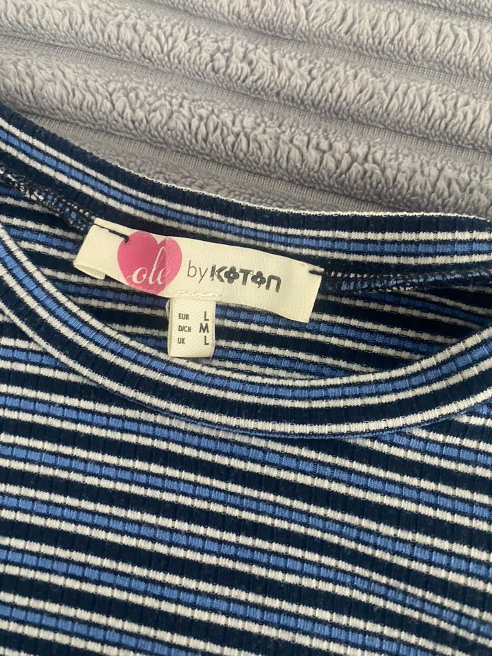 Lacivert Çizgili Kadın Tişört - Görsel 2