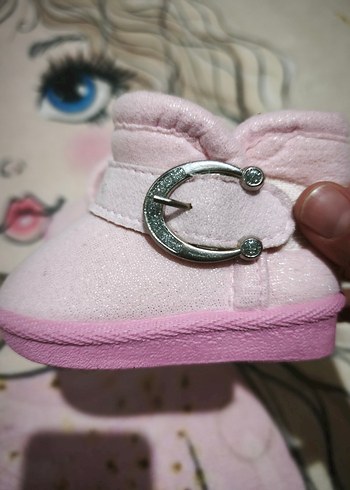 Pembe Kız Çocuk Sıcak Terlikler Tokalı - Görsel 2