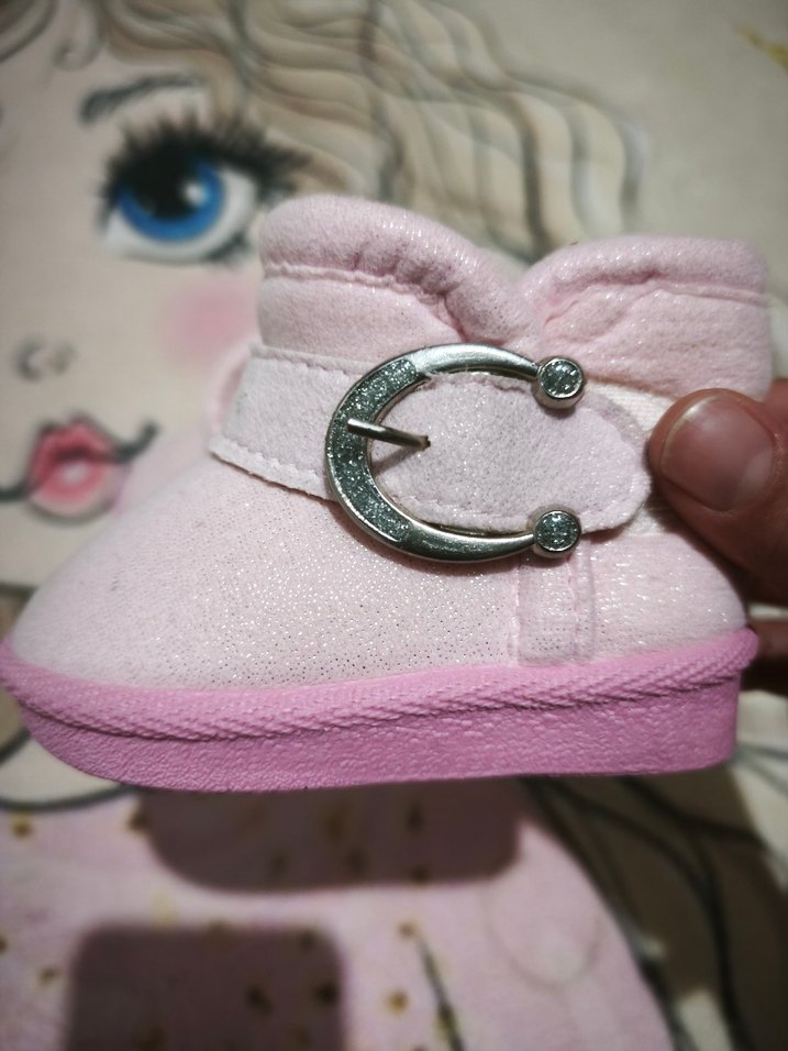 Pembe Kız Çocuk Sıcak Terlikler Tokalı - Görsel 2