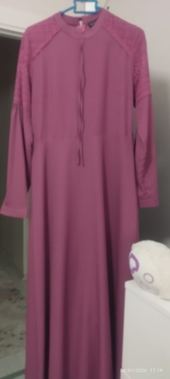 Mor Uzun Kollu Salaş Kadın Elbise - Görsel 2