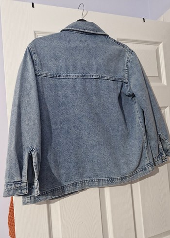 11-12 Yaş Beden Düğmeli Kadın Denim Ceket Mavi