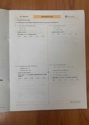 5+1 Sayısal AYT+TYT Denemesi Kitabı - Görsel 2