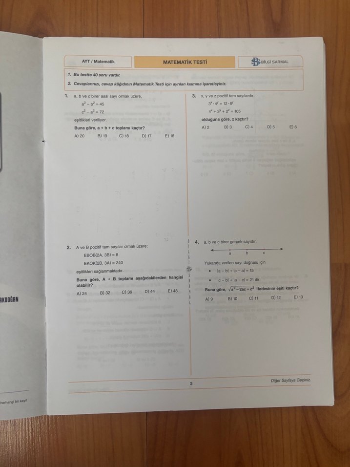 5+1 Sayısal AYT+TYT Denemesi Kitabı - Görsel 2