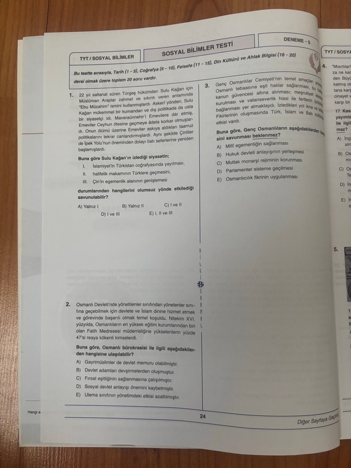 TYT Sosyal Bilimler Branş Denemeleri 30x20 - Görsel 2