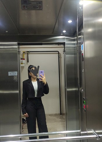 Diğer Zebra Desenli Siyah Düğmeli Kadın Blazer