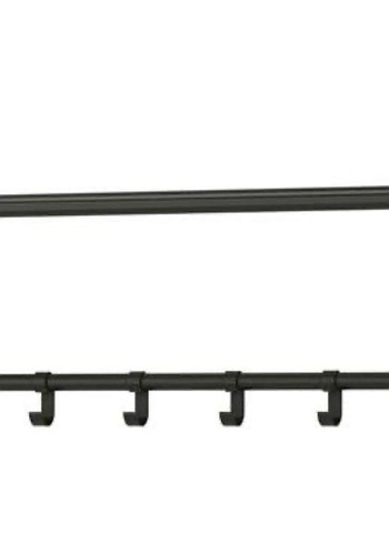 Ikea Siyah Duvara Monte Askılık Raflı