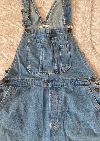 Addax Kadın Mavi Denim Midi Salopet