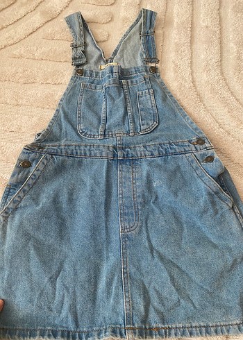 Kadın Mavi Denim Midi Salopet