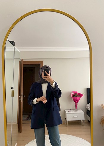 Lacivert Denim Midi Kadın Blazer - Görsel 2