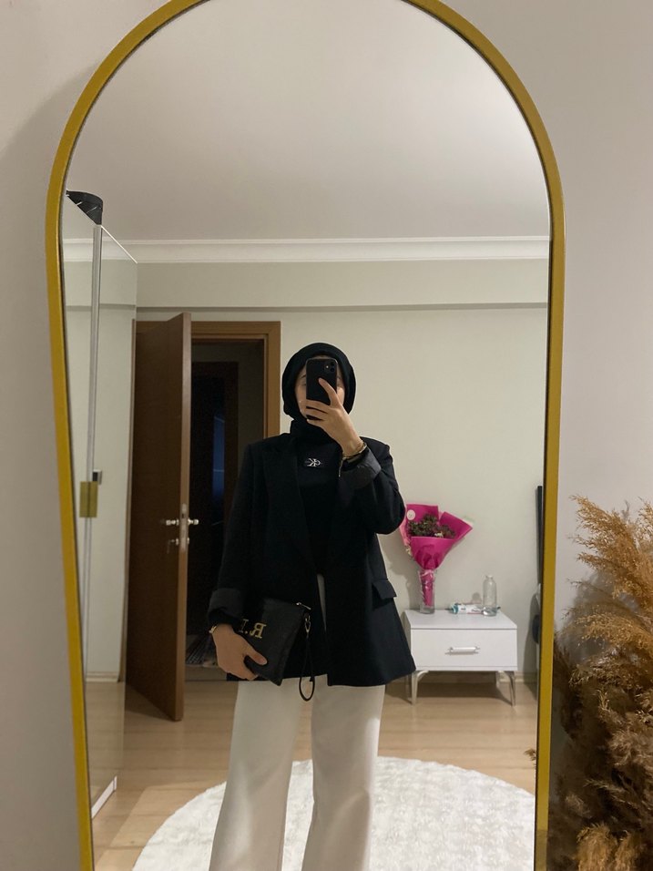 Siyah Kadın Midi Blazer Ceket - Görsel 2