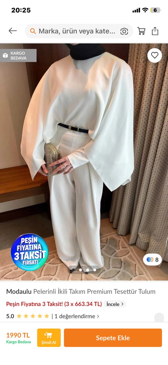 Modaulu Beyaz Pelerinli Uzun Takım - Görsel 2