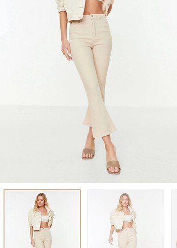 Bej Kadın Süet Regular Fit Midi Pantolon