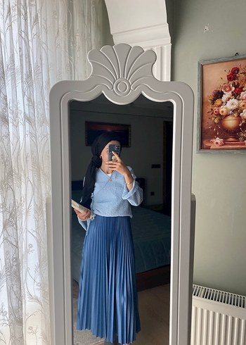 Mavi Pilili uzun etek