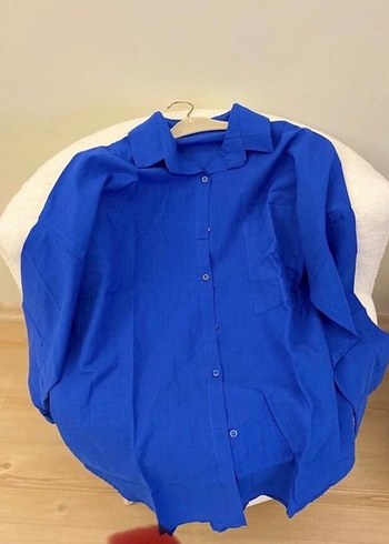 Defacto Canli Mavi Oversize Gomlek