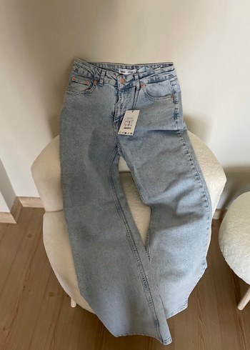 Geçişli Renkli Rahat Kesim Kadın Kot Pantolon
