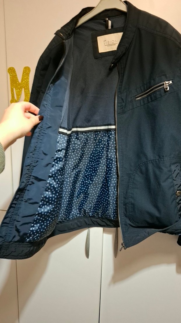 Erkek Lacivert Denim Fermuarlı Ceket - Görsel 2