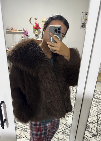 Kahverengi Kürk Detaylı Midi Yün Ceket - Görsel 2