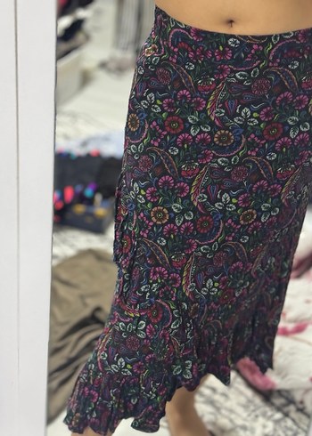 Uzun Bohem Çiçekli Fırfırlı Etek - Görsel 2