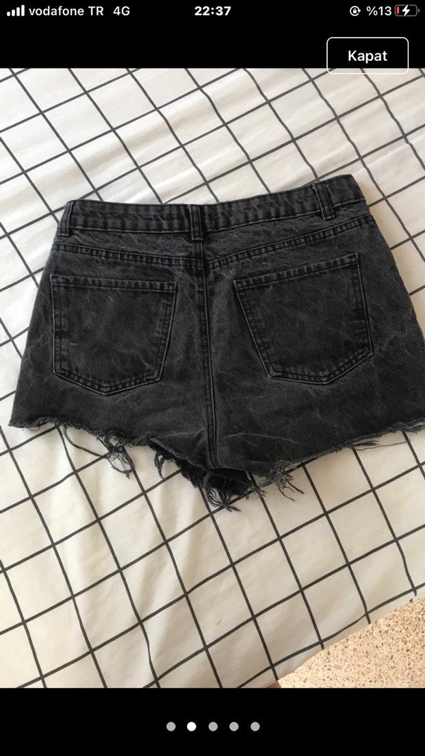 Siyah Yırtık Mini Kot Şort - Görsel 2