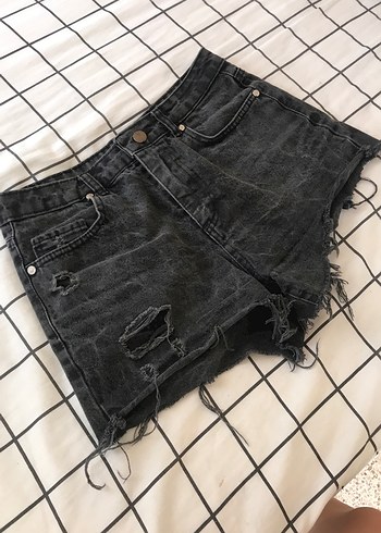 Siyah Salaş Mini Denim Şort