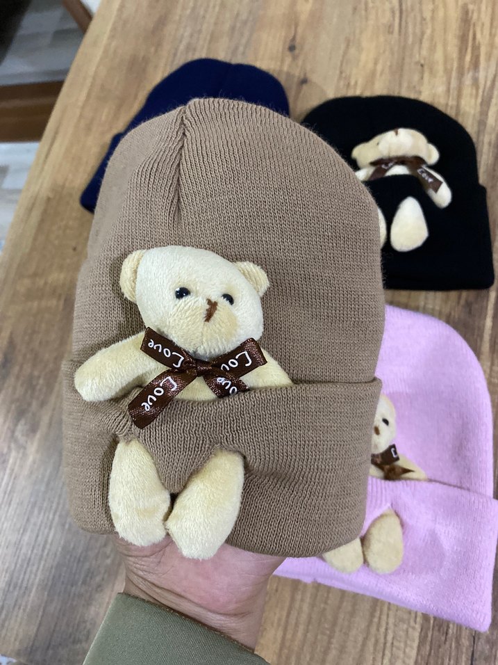 Nakışlı Ayıcık Detaylı Çocuk Bere - Görsel 5