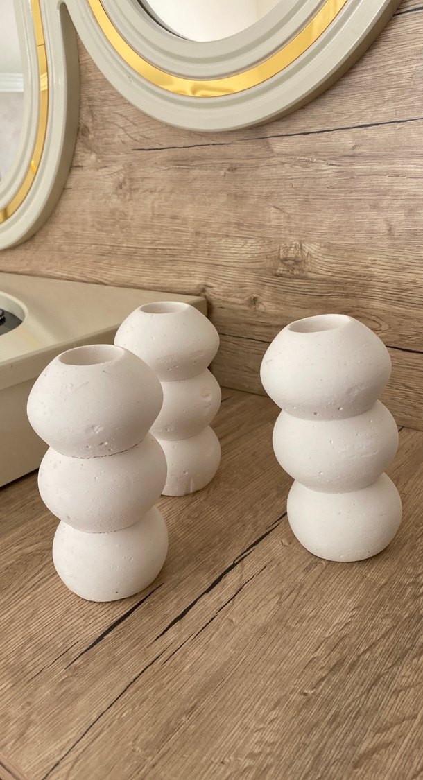 Beyaz Gri Balon Formlu Vazo - Görsel 3