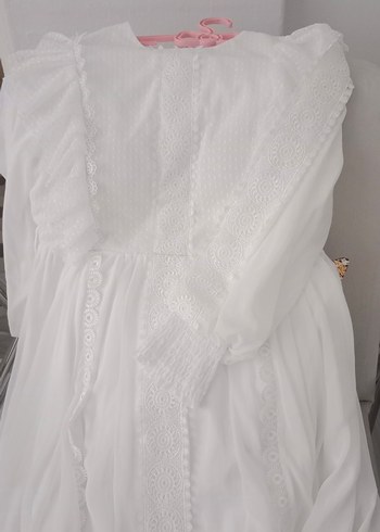Abiye Uzun Beyaz Fırfırlı Bohem Elbise Nikah elbisesi bir kere giyildi