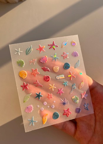  Beden Renk Pastel Renkli Deniz Temalı Tırnak Süsleri