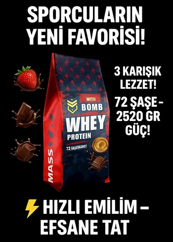 Whey Protein Tozu 2520 gr, 72 Saşe, 3 Karışık Lezzet