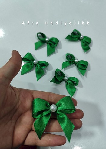 Yeşil İnci Detaylı Fiyonk Kurdele - Görsel 5