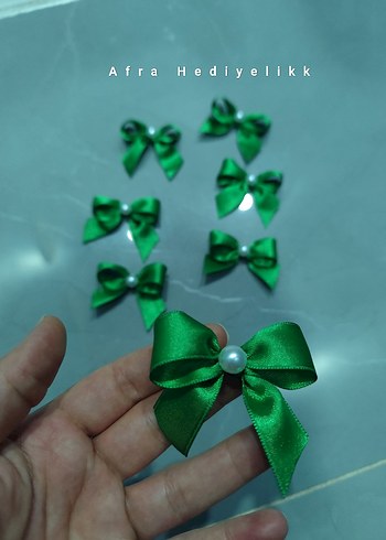 Yeşil İnci Detaylı Fiyonk Kurdele - Görsel 7