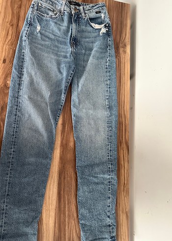 xs Beden mavi Renk Gevşek Kesim Mavi Denim Kadın Jean