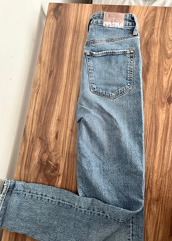 xs Beden Gevşek Kesim Mavi Denim Kadın Jean